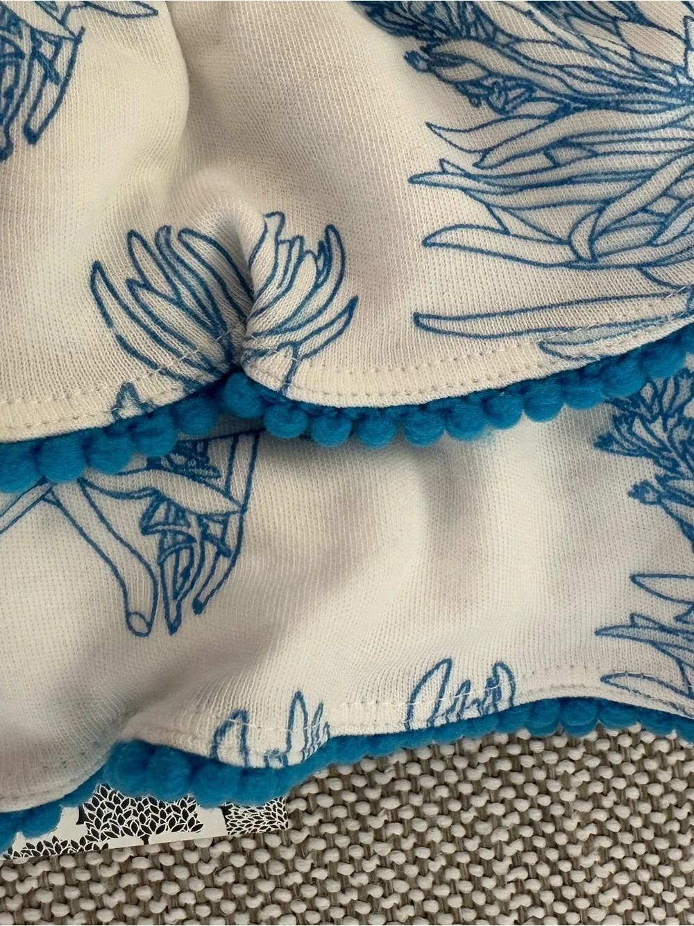 kate quinn White and Blue Protea Ruffle Two-Piece Diaper Cover Set